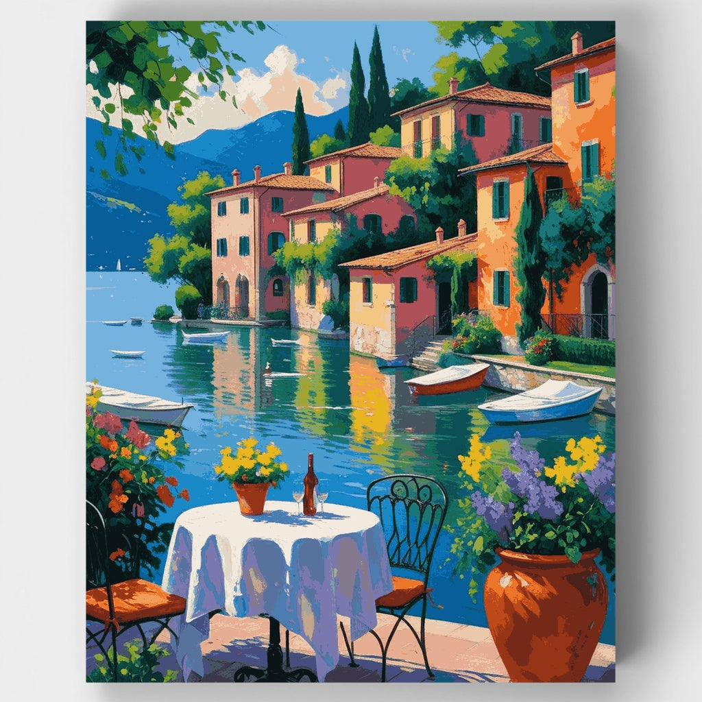 Terraza frente al Mediterráneo - Kit de pintura por números — Estándar