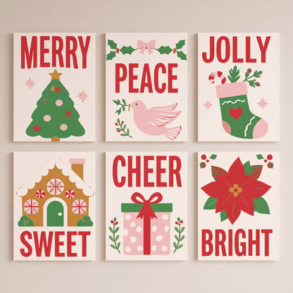 Merry Jolly Christmas Words - Mini Paint by Numbers Set
