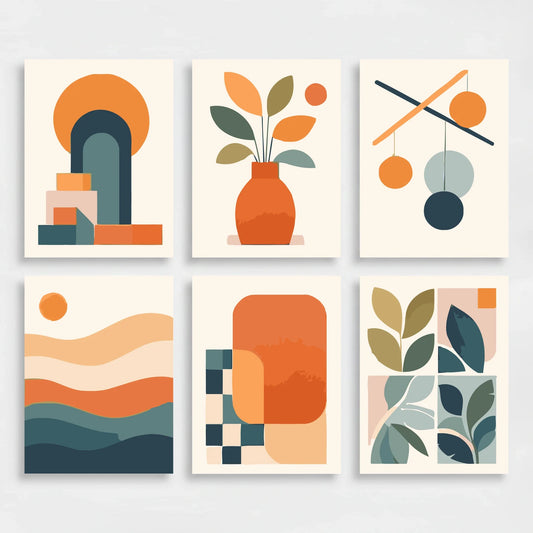Mid-Century Modern Geometric - Mini Paint by Numbers Set