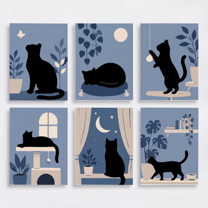 Midnight Black Cats - Mini Paint by Numbers Set