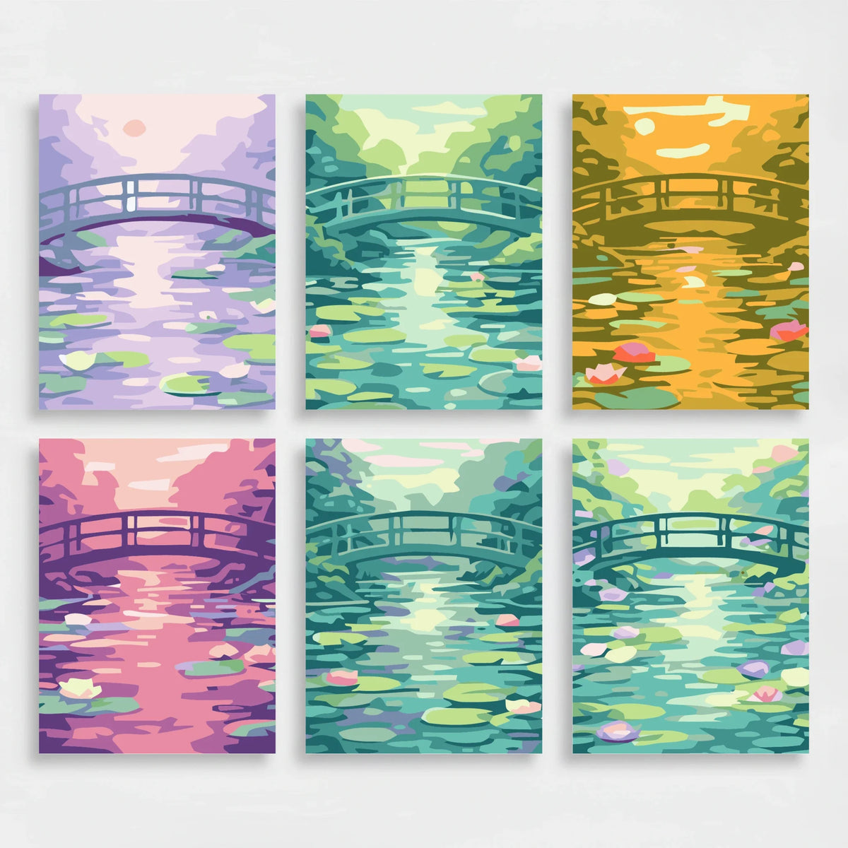 Monet's Water Lilies Bridge - Mini Paint by Numbers Set