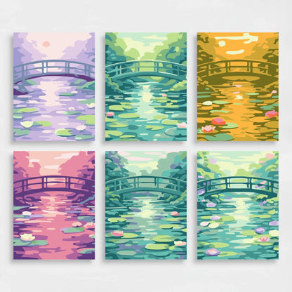 Monet's Water Lilies Bridge - Mini Paint by Numbers Set