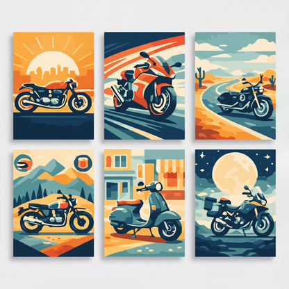 Motorcycles - Mini Paint by Numbers Set