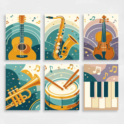 Musical Instruments - Mini Paint by Numbers Set