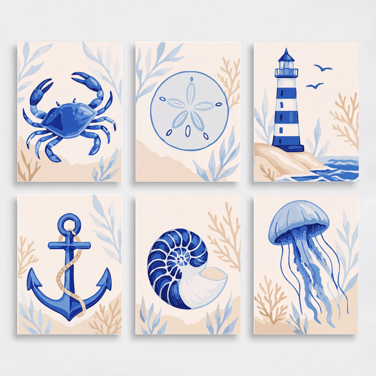 Nautical Blue & White - Mini Paint by Numbers Set