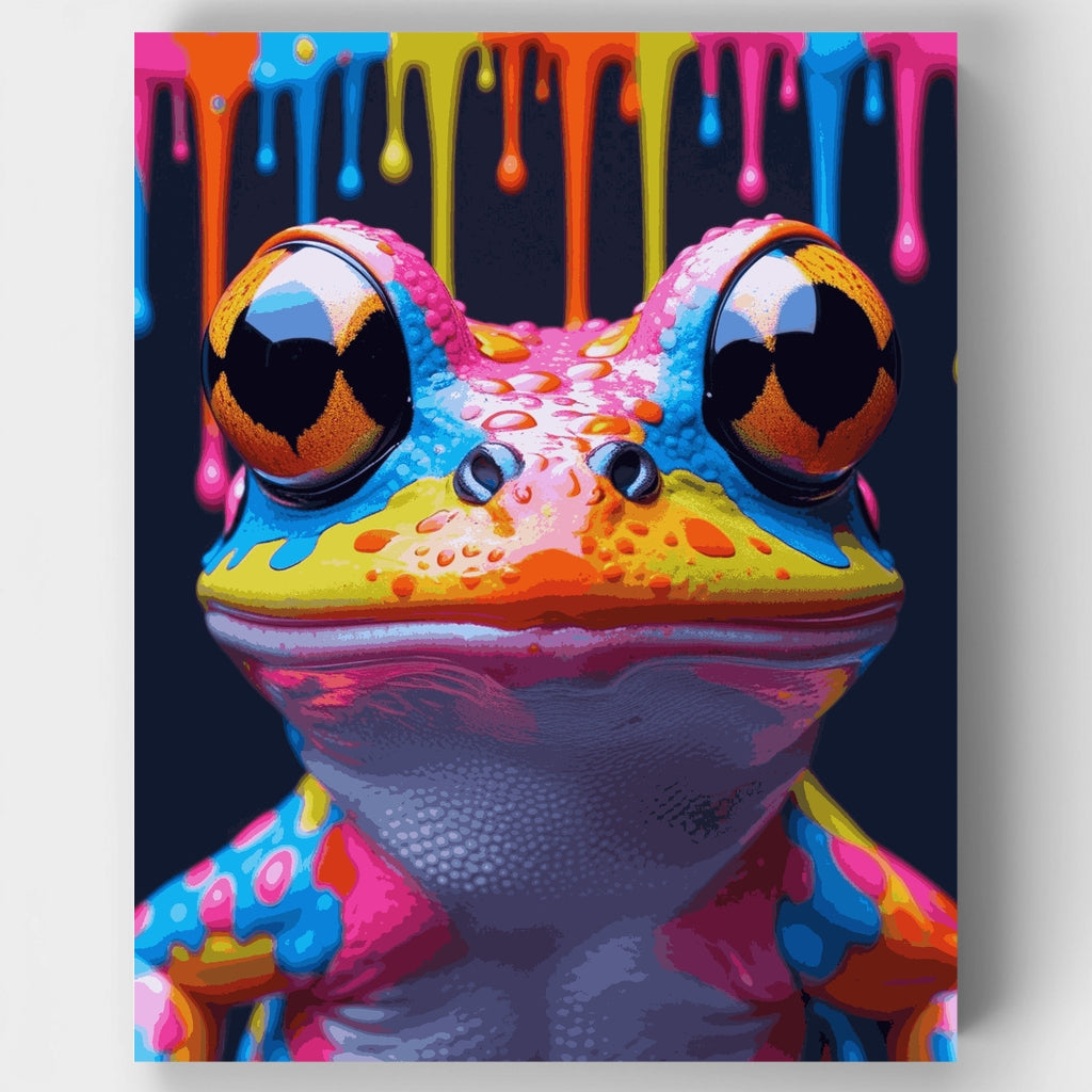 Kit de pintura por números - Rana de arte pop neón — Estándar