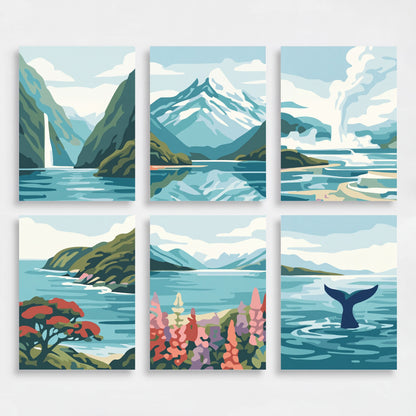 New Zealand Landscapes - Mini Paint by Numbers Set