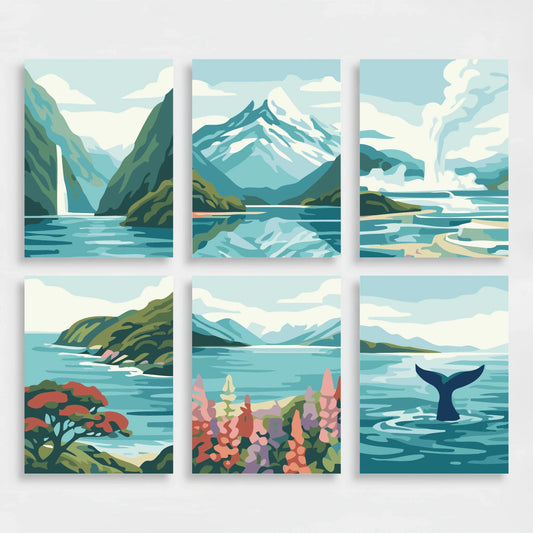 New Zealand Landscapes - Mini Paint by Numbers Set