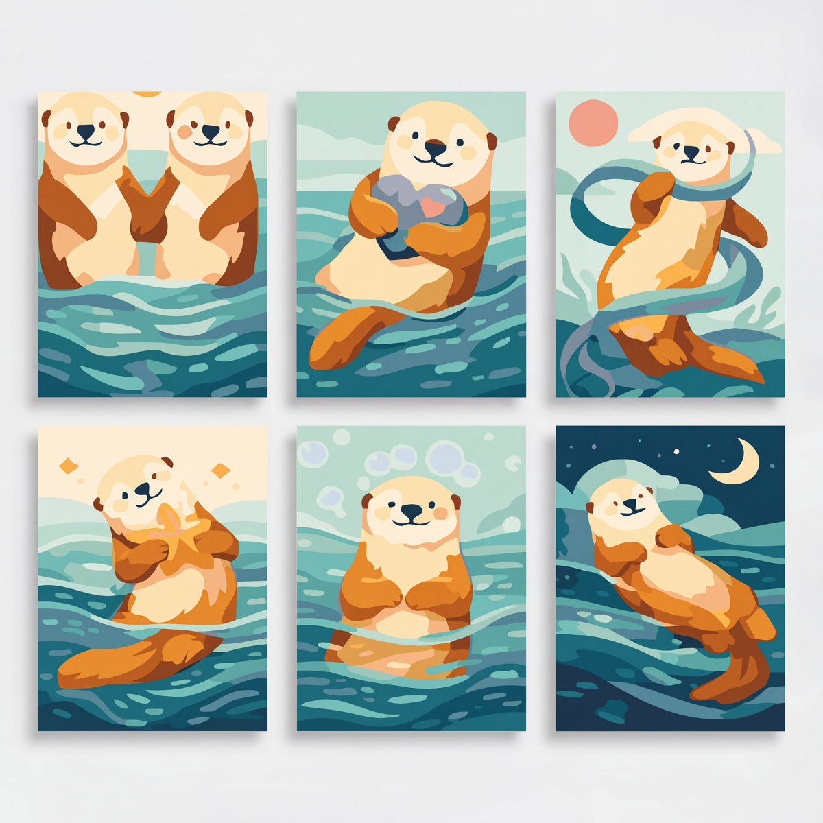 Otters - Mini Paint by Numbers Set