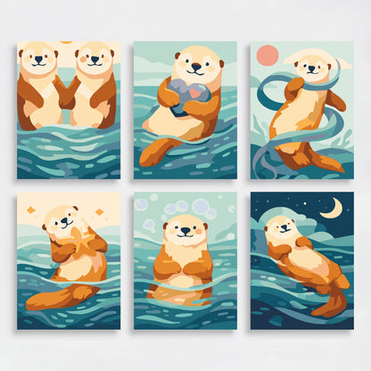 Otters - Mini Paint by Numbers Set