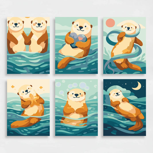 Otters - Mini Paint by Numbers Set