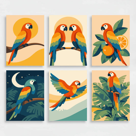 Parrots - Mini Paint by Numbers Set
