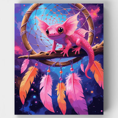 Pink Dragon on a Dream Catcher - Paint by Numbers Kit