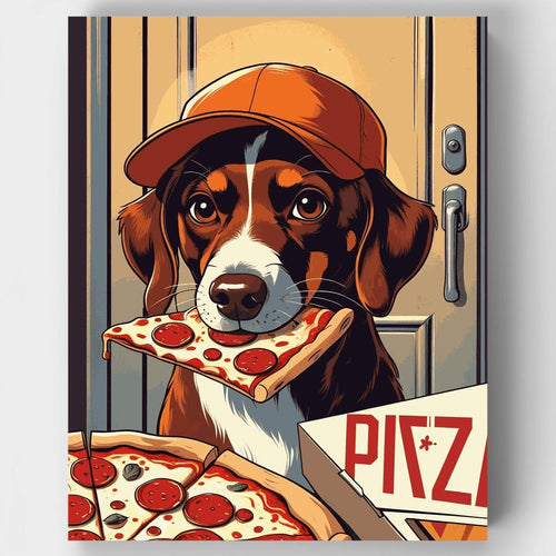 Pizza Delivery Dog - Paint by Numbers Kit