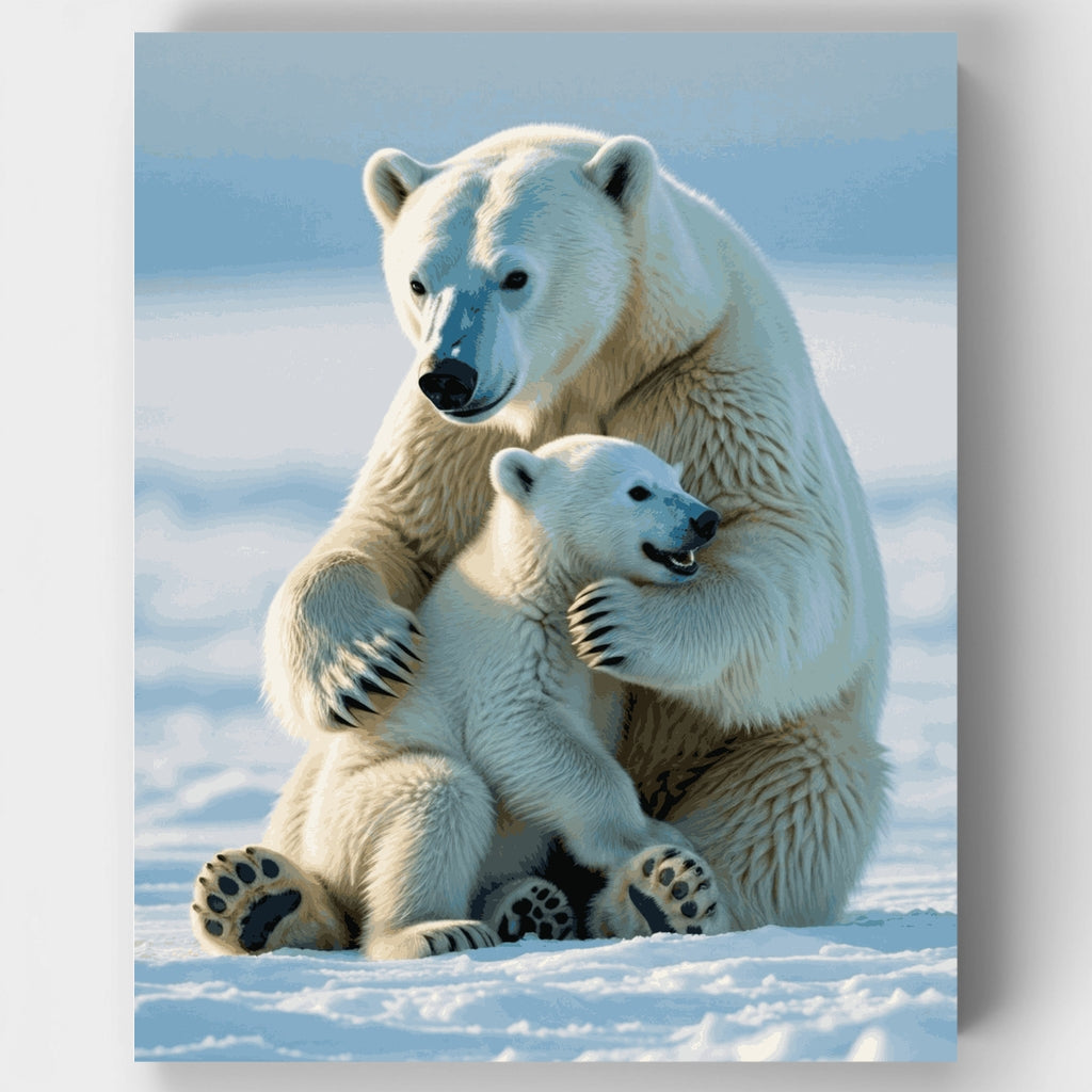 Kit de pintura por números: Abrazo de osa polar y su cachorro — Estándar