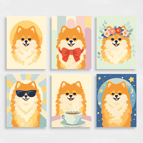 Pomeranians - Mini Paint by Numbers Set