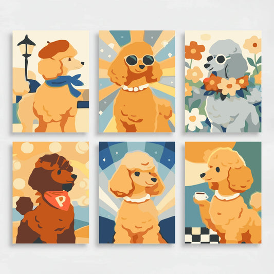 Poodles - Mini Paint by Numbers Set
