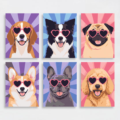 Pop Art Puppy Pals - Mini Paint by Numbers Set