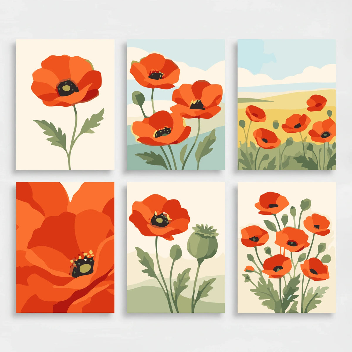 Poppies - Mini Paint by Numbers Set
