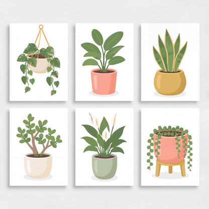 Potted Houseplants - Mini Paint by Numbers Set