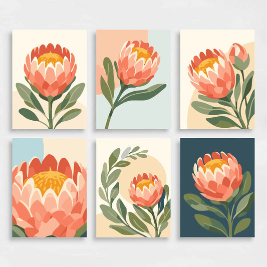 Protea Blooms - Mini Paint by Numbers Set