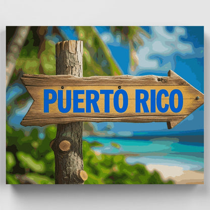 Puerto Rico Destination Sign - Paint by Numbers Kit
