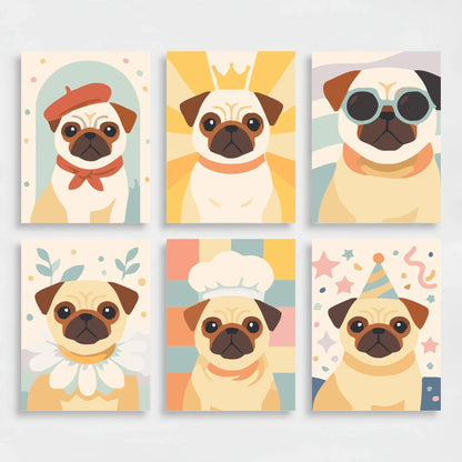 Pugs - Mini Paint by Numbers Set
