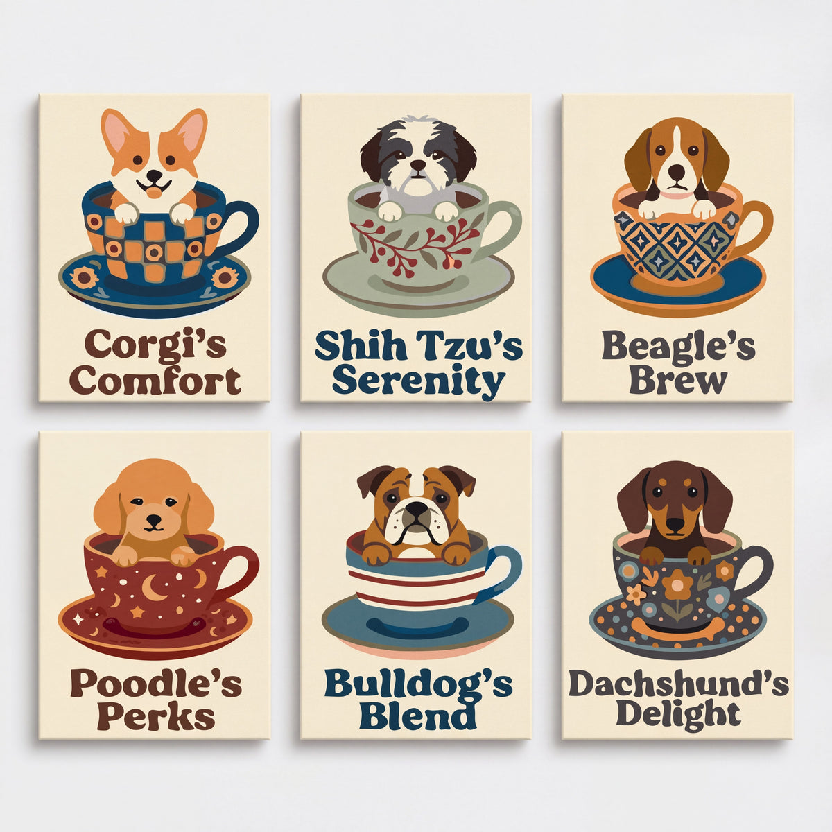 Puppies in Teacups - Mini Paint by Numbers Set