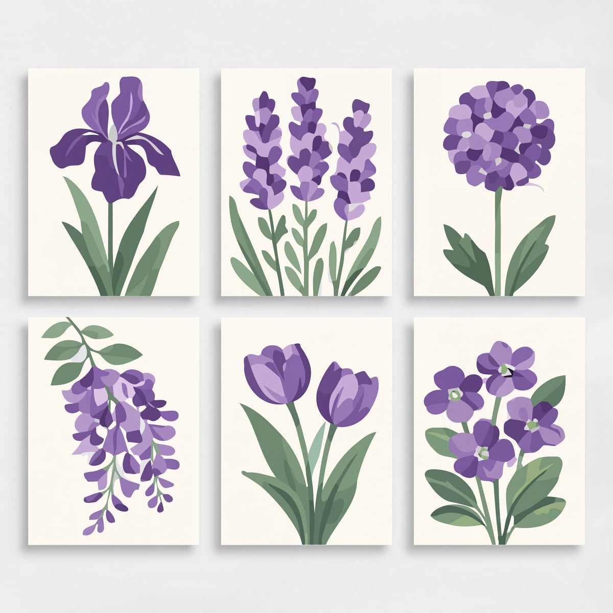 Purple Flowers - Mini Paint by Numbers Set