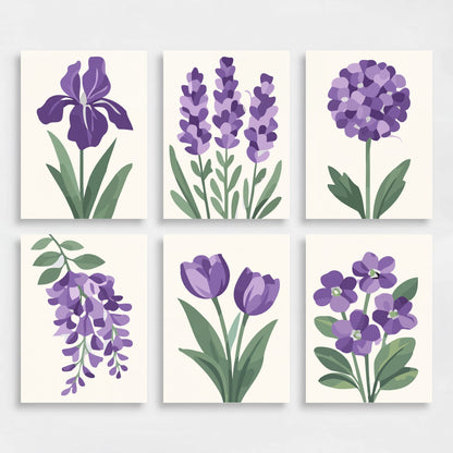 Purple Flowers - Mini Paint by Numbers Set