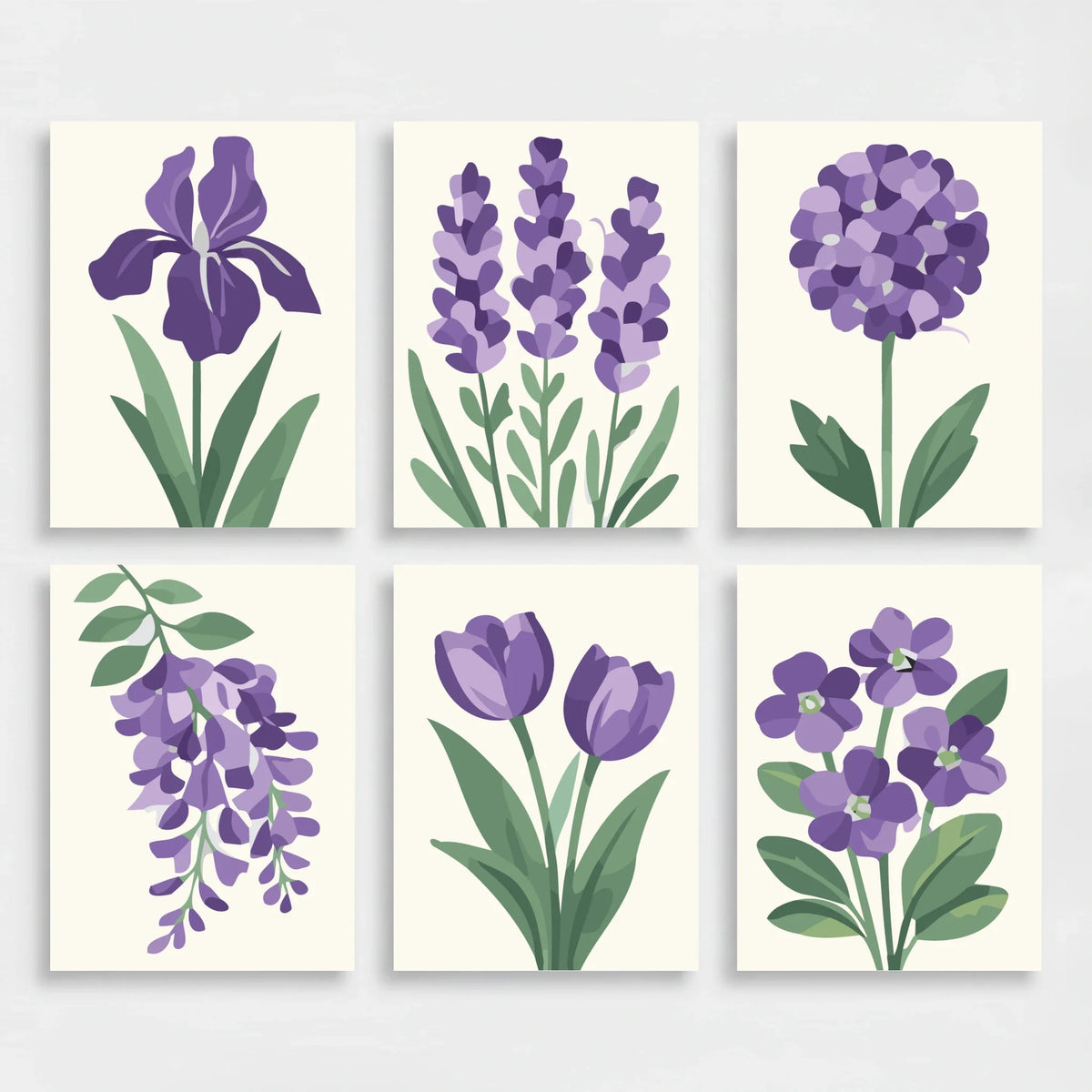 Purple Flowers - Mini Paint by Numbers Set