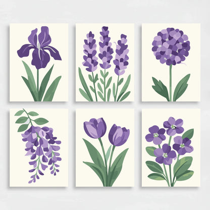 Purple Flowers - Mini Paint by Numbers Set