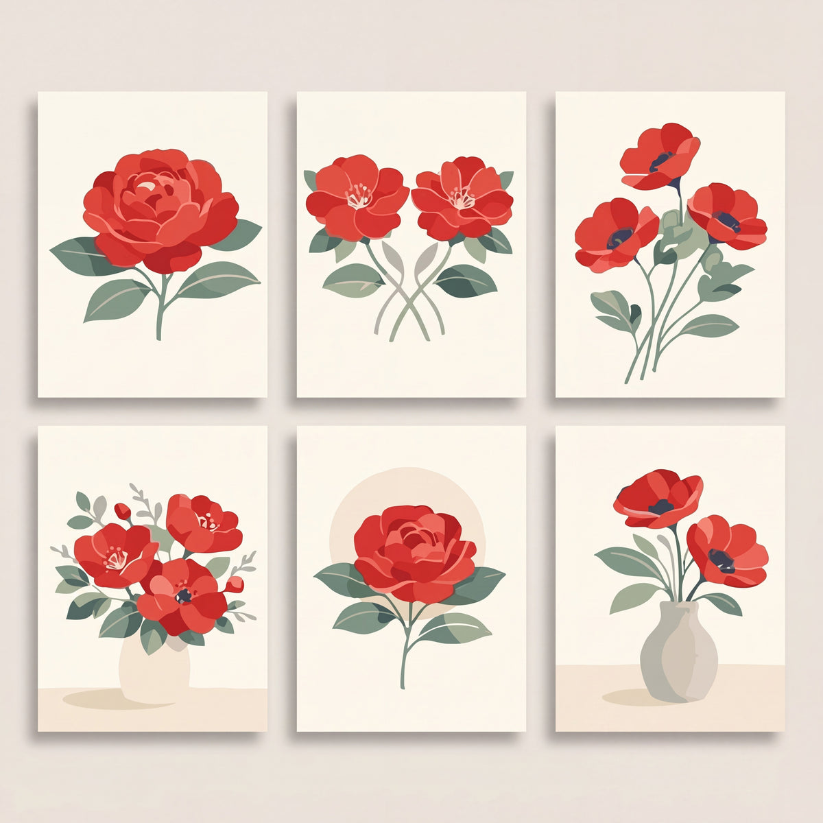 Red Flowers - Mini Paint by Numbers Set