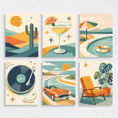Retro Paradise - Mini Paint by Numbers Set