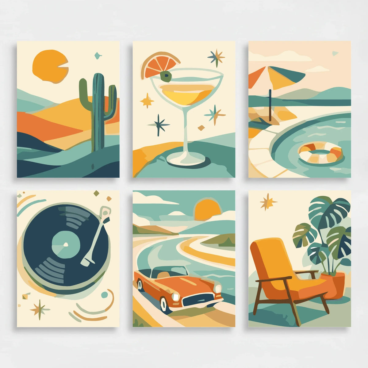 Retro Paradise - Mini Paint by Numbers Set