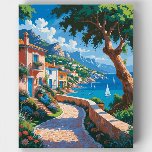 Riviera Cobblestone Coastal Path - Paint by Numbers Kit