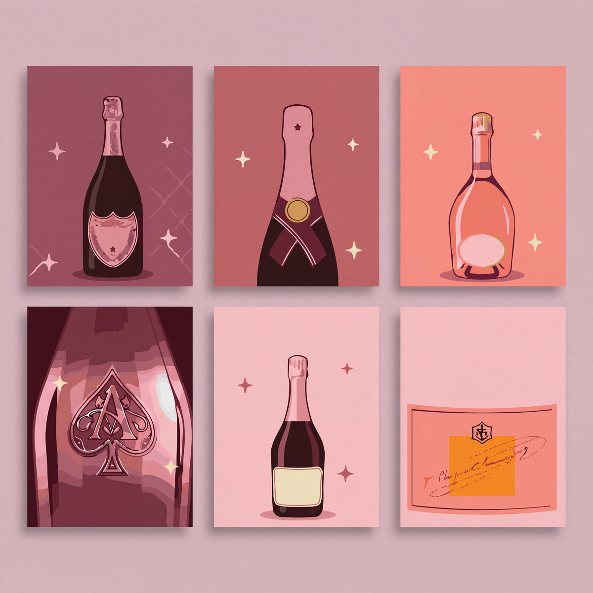 Rosé All Day Champagne Bottles - Mini Paint by Numbers Set