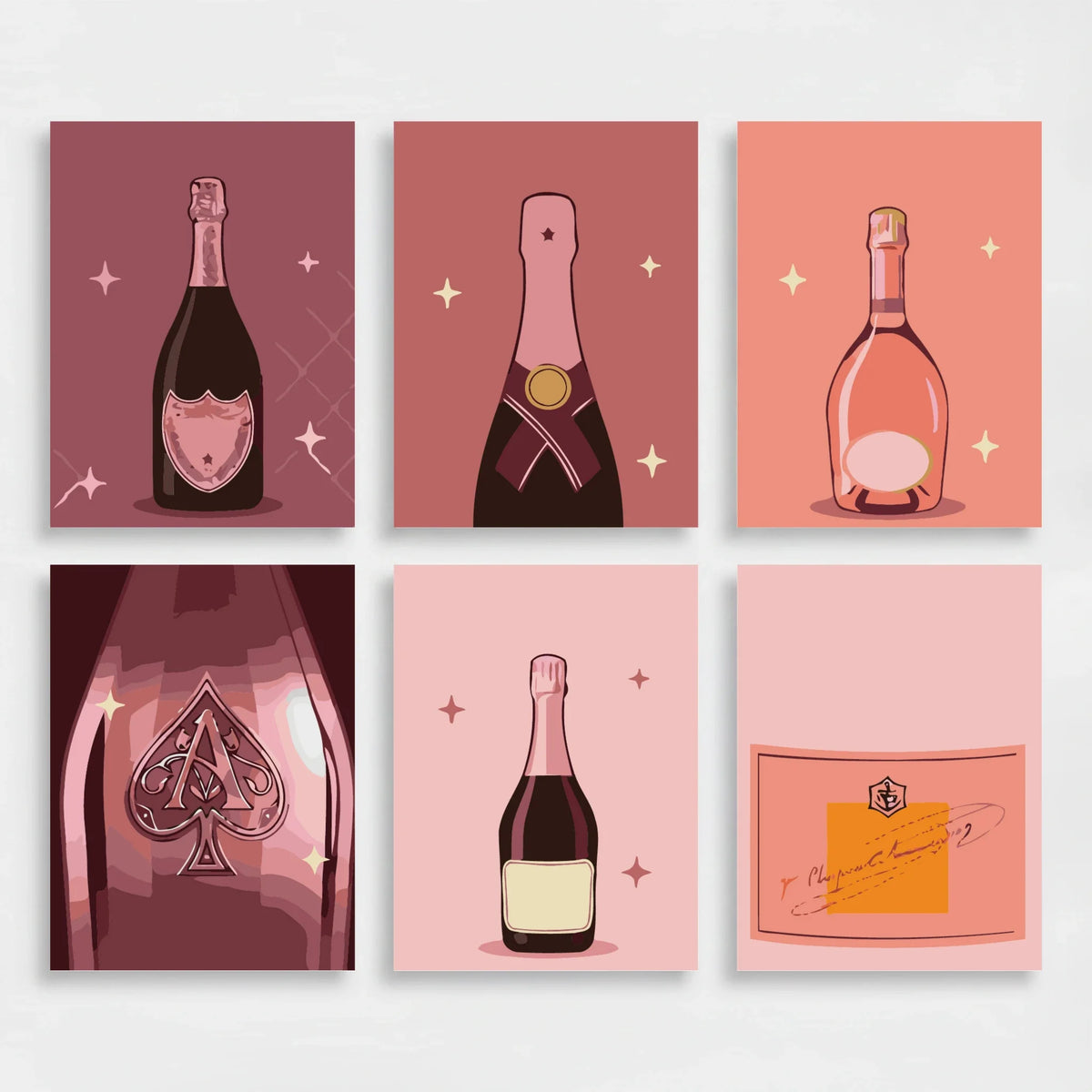 Rosé All Day Champagne Bottles - Mini Paint by Numbers Set