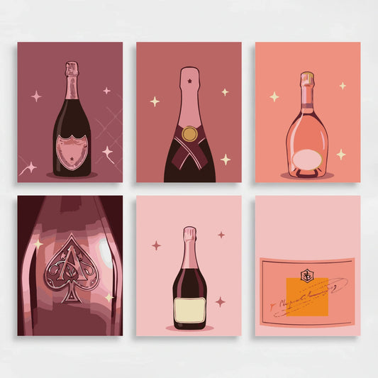 Rosé All Day Champagne Bottles - Mini Paint by Numbers Set