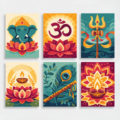 Sacred Hindu Symbols - Mini Paint by Numbers Set
