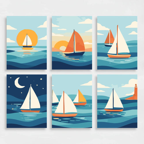 Sailboats - Mini Paint by Numbers Set