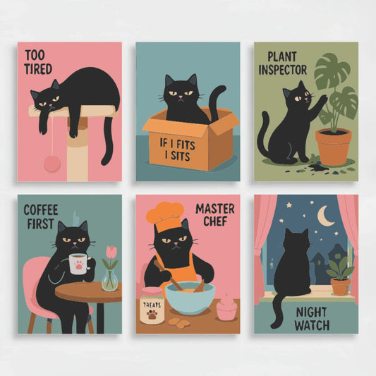 Sassy Black Cat Life - Mini Paint by Numbers Set