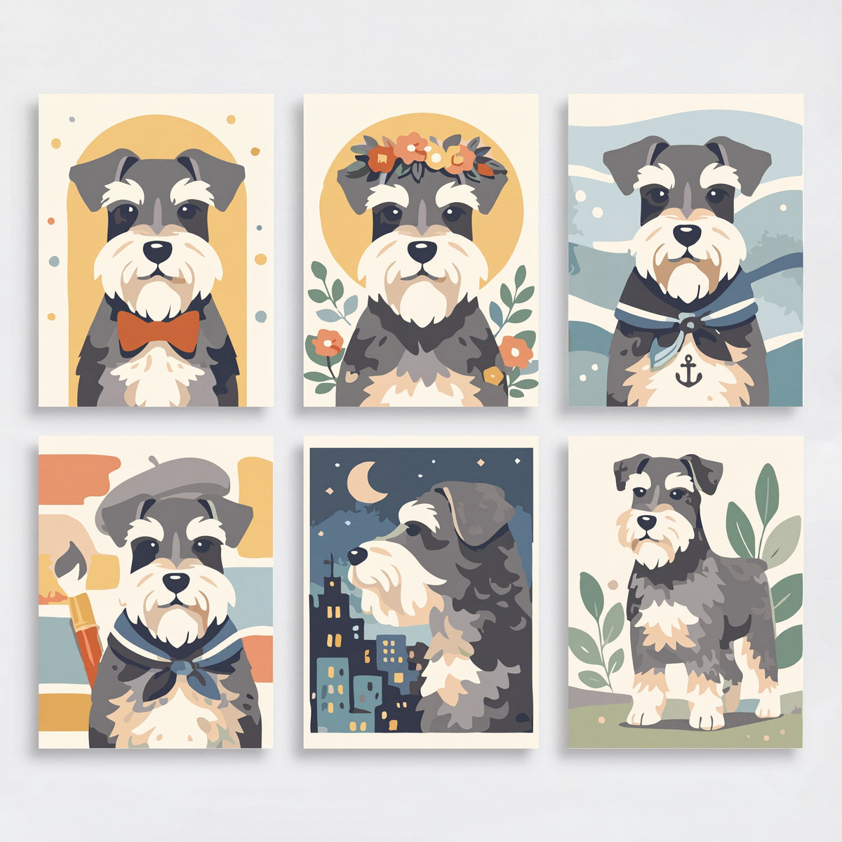 Schnauzers - Mini Paint by Numbers Set