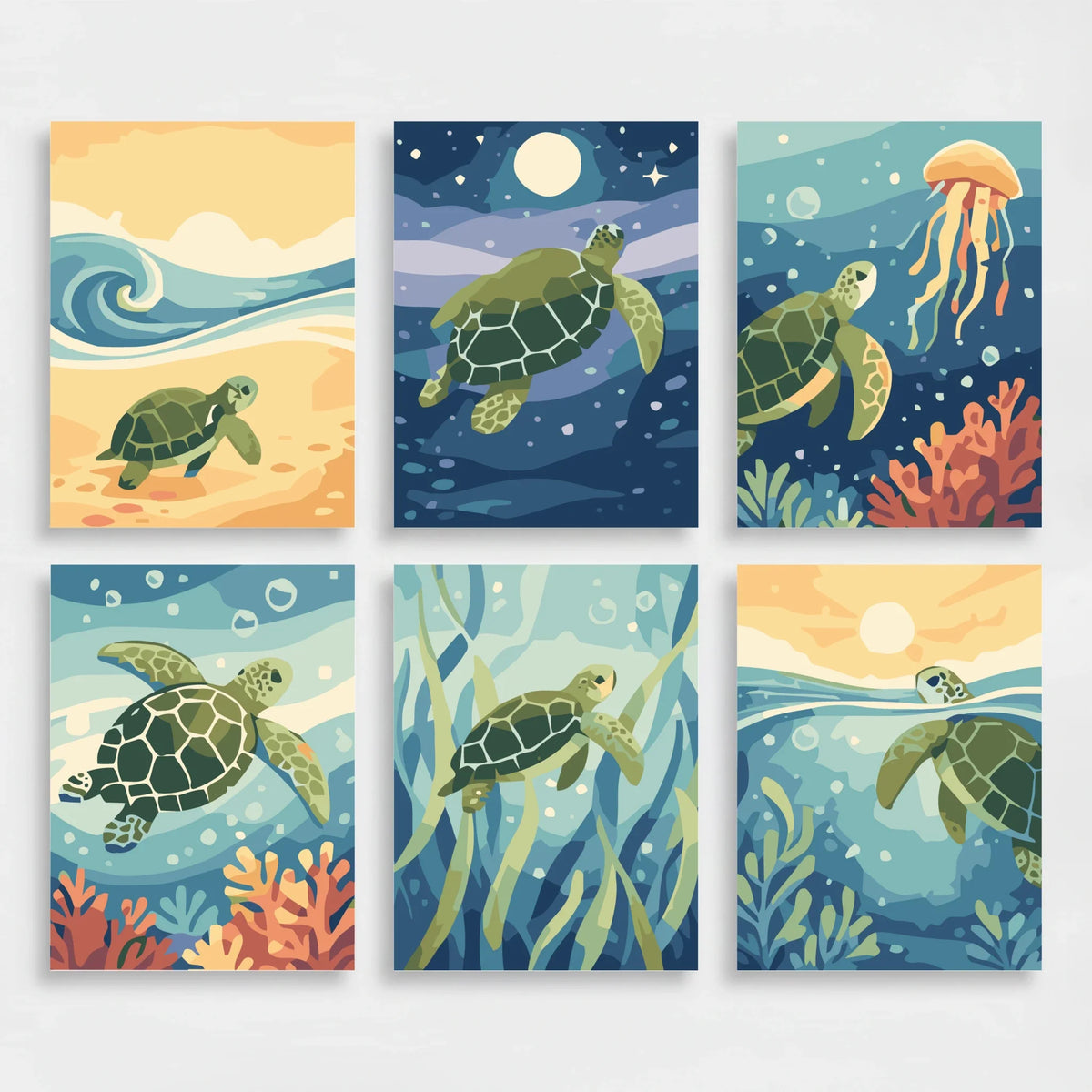Sea Turtles - Mini Paint by Numbers Set