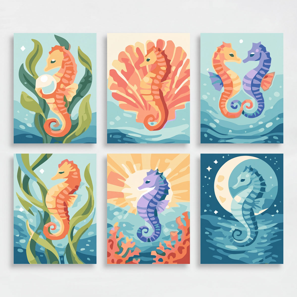 Seahorses - Mini Paint by Numbers Set