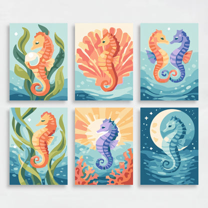 Seahorses - Mini Paint by Numbers Set