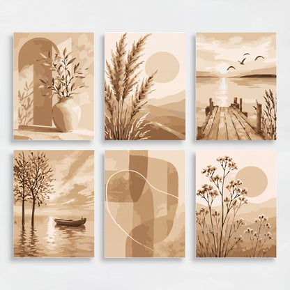 Sepia Serenity - Mini Paint by Numbers Set