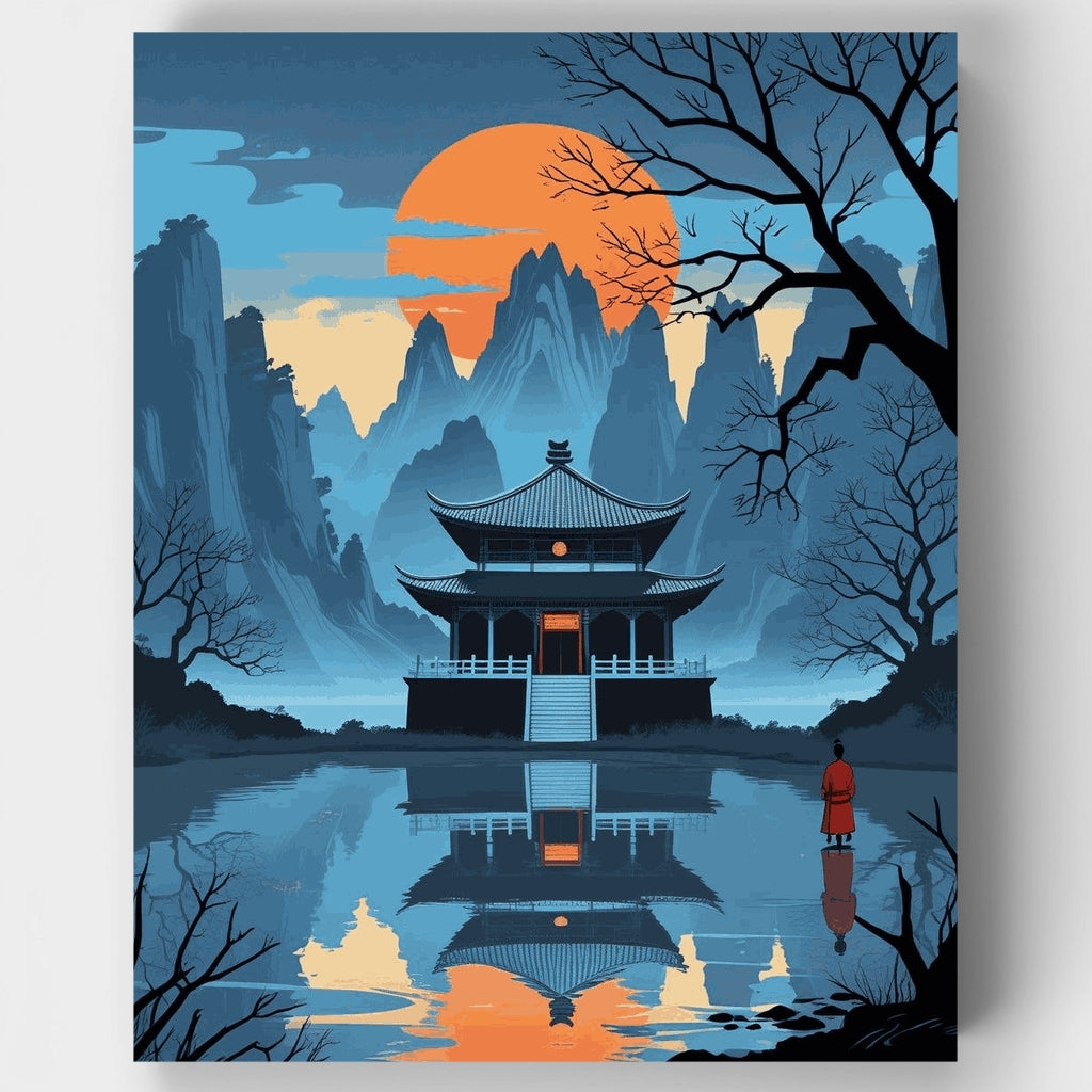 Pagoda japonesa serena al crepúsculo - Kit de pintura por números — Estándar