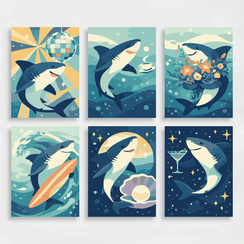 Sharks - Mini Paint by Numbers Set
