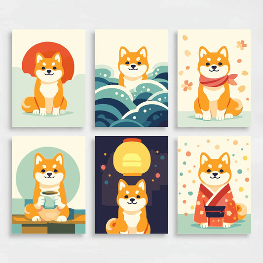 Shiba Inu - Mini Paint by Numbers Set